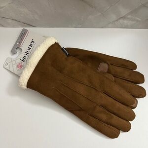 NWT Women's Isotoner Microfiber Winter Gloves with Sherpa Cuff (L/XL, Cognac)